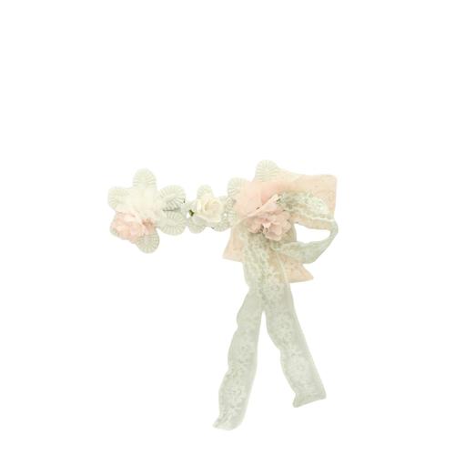 Barrette Mimilù Avec Fleurs Et Dentelle Rose Ivoire