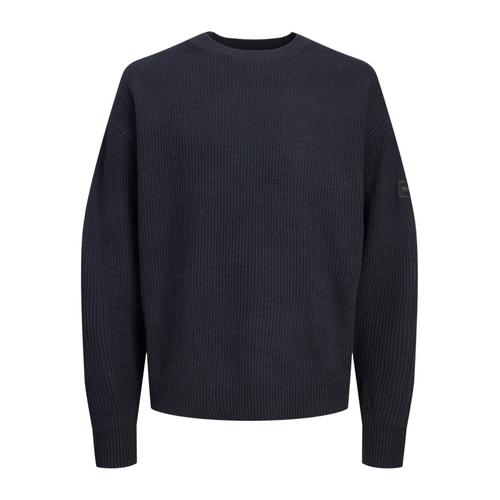 Pull Col Rond Côtelé Jack&jones En Coton Mélangé Bleu