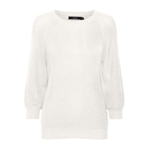 Pull Côtelé Vero Moda À Manches 3/4 Blanc