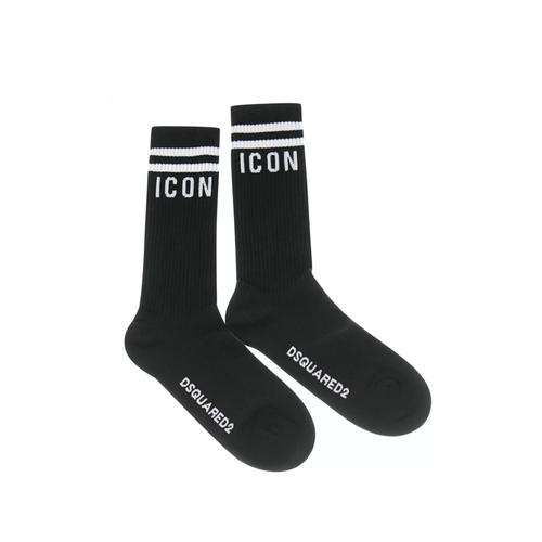 Chaussettes En Éponge Dsquared2 Avec Logo Icon Noir Et Blanc