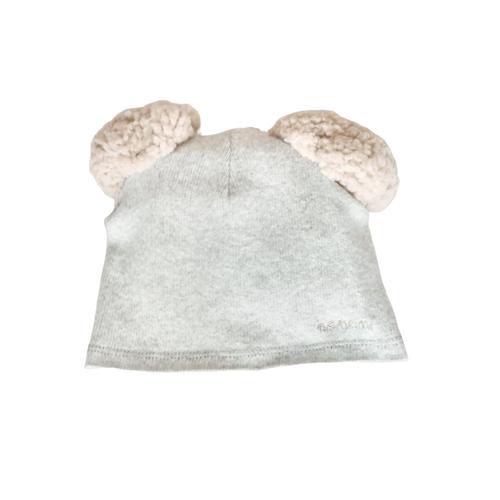 Nanan Bonnet Gris En Coton Mélangé Avec Deux Pompons