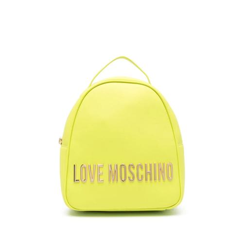 Moschino Love - Sac à dos en similicuir avec logo métallisé vert citron
