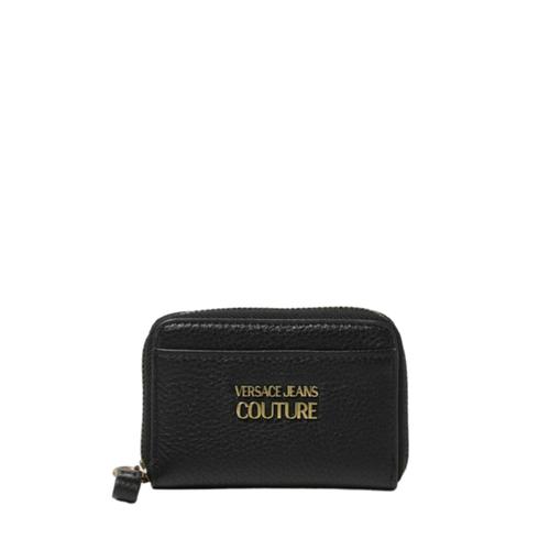 Portefeuille Versace Jeans Couture en cuir martelé avec logo noir et doré