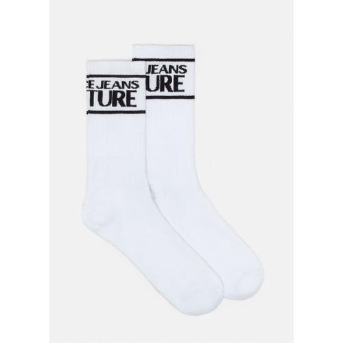 Versace Jeans Couture Chaussettes Rayées Avec Logo Blanc