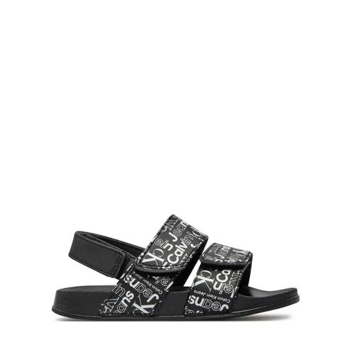 Sandales Calvin Klein Jeans Avec Velcro Et Logo Noir Intégral