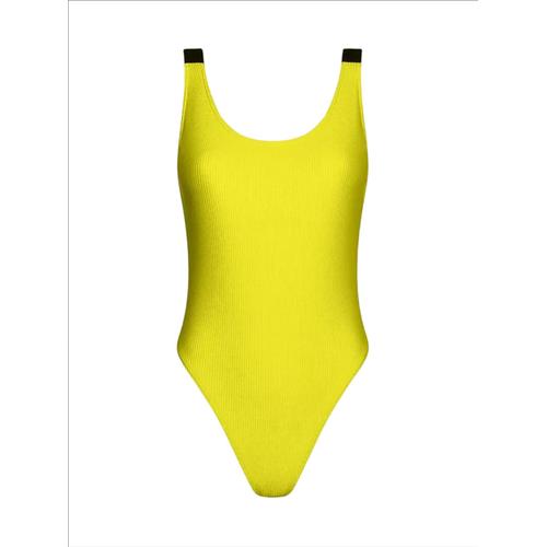 Calvin Klein Beachwear - Maillot De Bain Une Pièce Côtelé Jaune