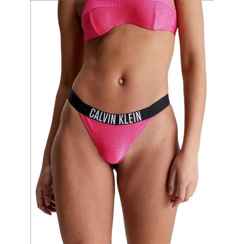 Calvin Klein Beachwear - Bas De Bikini Brésilien Côtelé Fuchsia