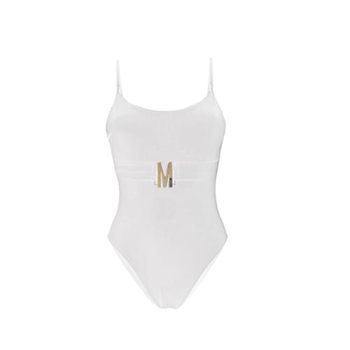 Moschino Swim - Maillot De Bain Une Pièce Avec Plaque Logo Blanche