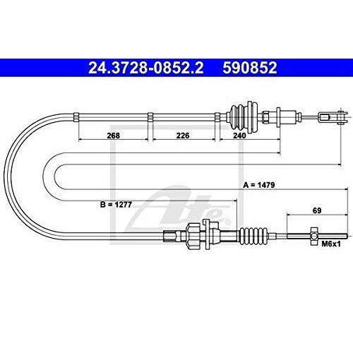 ATE 24.3728-0852.2 Tirette à câble, commande d'embrayage