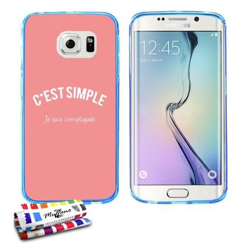 Coque Case Samsung Galaxy S6 Edge " Je Suis Compliquee " Silicone Bleu Souple (Tpu)