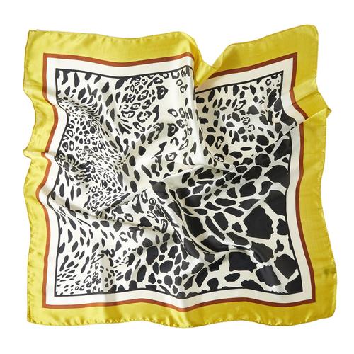 Petit Carré De Soie Panter Process Cléo - 60x60cm / 100% Soie / Jaune