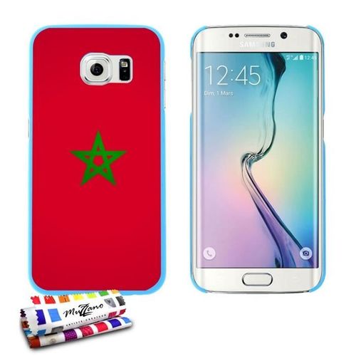 Coque Case Samsung Galaxy S6 Edge " Drapeau Maroc " Silicone Bleu Rigide (Tpu)