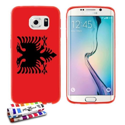 Coque Case Samsung Galaxy S6 Edge " Drapeau Albanie " Silicone Rouge Souple (Tpu)