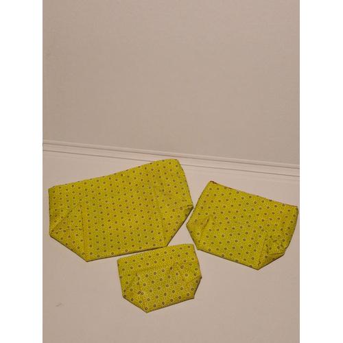 Lot de 3 paniers tissus vert intérieur madras