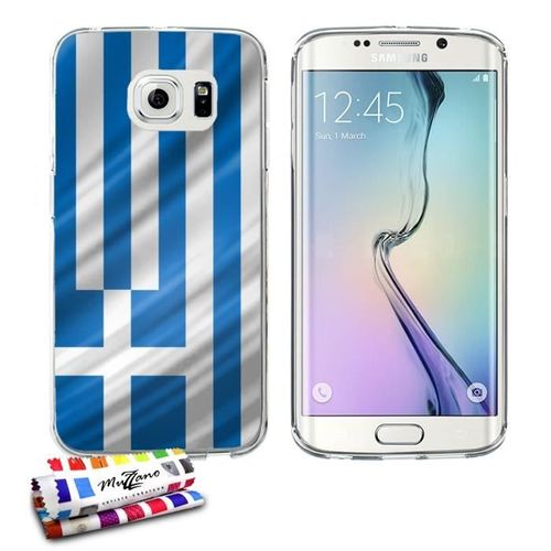 Coque Case Samsung Galaxy S6 Edge " Drapeau Grece " Silicone Gris Souple (Tpu)