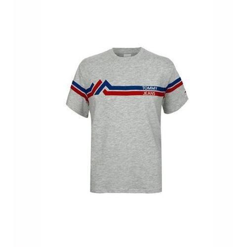 Tommy Jeans T-Shirt Stripe Mountain Tee Homme Gris