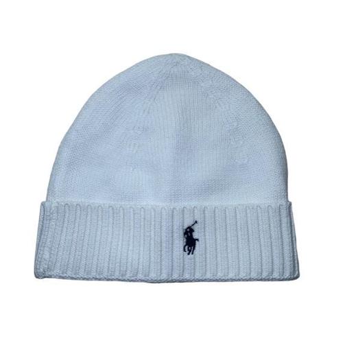 Ralph Lauren Bonnets Cold Weather Hat Blanc Logo Noir