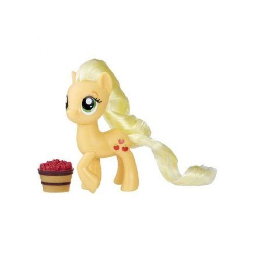My Little Pony - Poupee - Poney Jaune Applejack - Cheveux Long - Petit Poney Avec Un Seau De Pomme