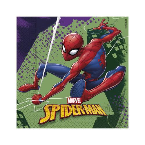 20 Serviettes En Papier 33 X 33 Cm Spiderman Taille Unique