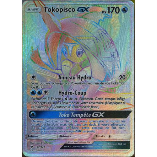 Carte Pokémon 152/147 Tokopisco Gx Secrete Full Art Sl3 - Soleil Et Lune - Ombres Ardentes Neuf Fr