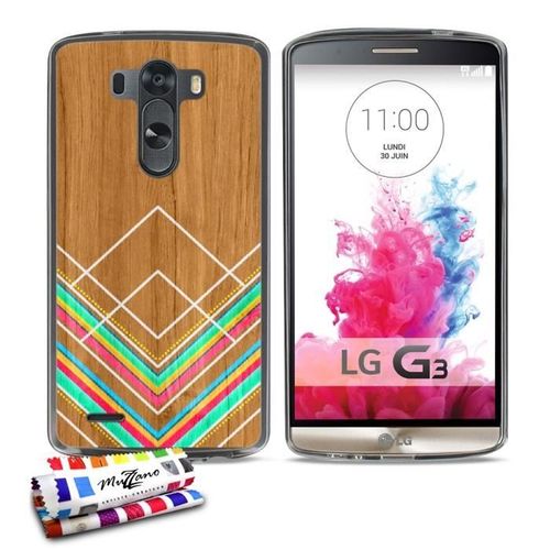 Coque Case Lg G3 " Peinture Sur Bois " Silicone Gris Souple (Tpu)