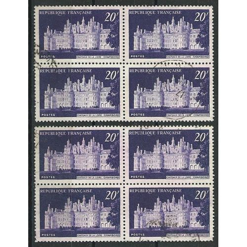 Lot De Deux Blocs De Quatre Timbres Oblitérés Chateau De Chambord N° 924