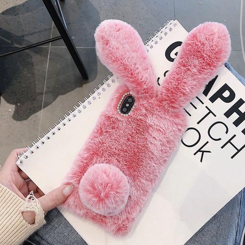 Coque De Téléphone En Peluche Souple Pour Femmes Et Filles Étui En Fourrure De Lapin Pour Iphone 11 12 13 14 Pro Xr X Xs Max Mini 7 8 6 6s Plus