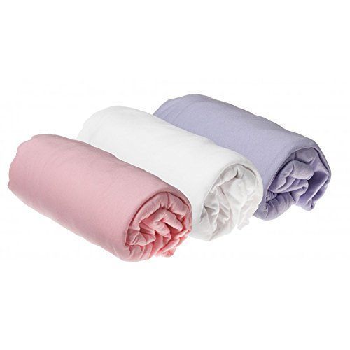 Lot De 3 Draps Housse Coton Pour Lit Bébé 60x120 Rose Blanc Parme