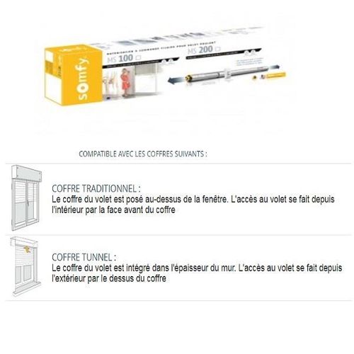 Axe motorisé / kit de motorisation filaire MS 200 pour volet roulant tradi et coffre menuisé - SOMFY -