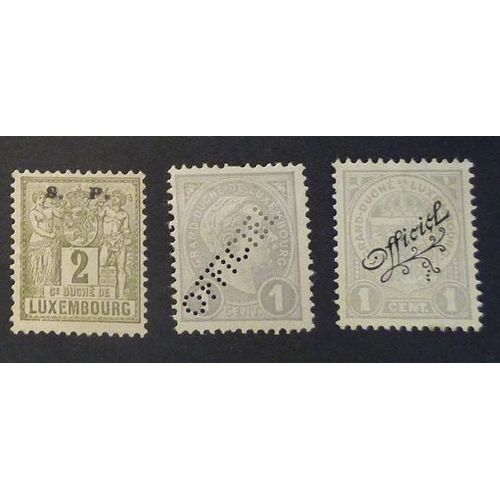 Luxembourg Service Neuf Y&t N° 55 77 96 Lot De 3 Timbres De 1882-1908 (55 Et 96 Sans Gomme)