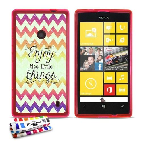 Coque Case Nokia Lumia 520 525 " Enjoy " Silicone Rose Souple (Tpu)