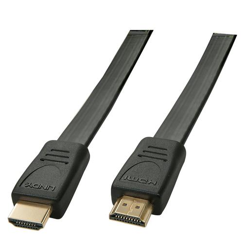 Lindy - Câble HDMI - HDMI mâle pour HDMI mâle - 3 m - blindé - noir - moulé, plat, support 4K