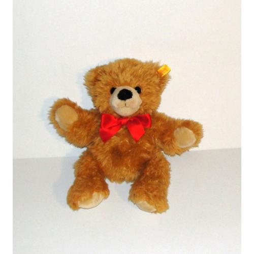 Ours Steiff Marron Peluche Doudou Ours Noeud Papillon Rouge Satiné 30 Cm