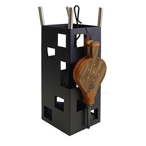 Imex El Zorro 10045 Serviteur de cheminée forme carrée en inox avec  accessoires et soufflet 50 x 20 x 20cm Noir
