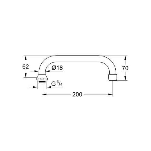 GROHE 13028000 7822091 vacuation en U avec bec tournant 200mm Chromé