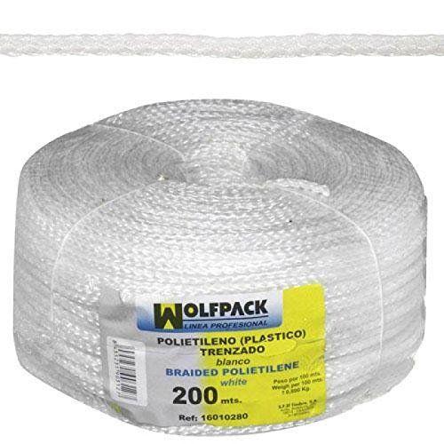 WOLFPACK 16010280 Corde Tressée en Plastique Blanche Bobine 200 M