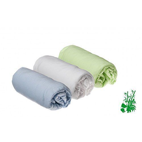 Lot De 3 Draps Housse Bambou - 60x120 - Blanc Ciel Anis