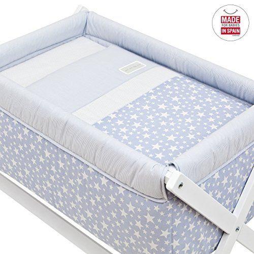 Cambrass Petit Berceau Pieds X En Bois Ciel De Lit Star Bleu 55 X 87 X 74 Cm