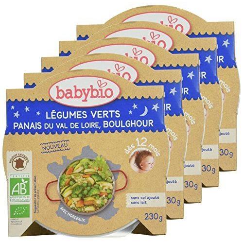 Babybio Assiette Légumes Verts Panais Du Val De Loire Boulghour 230 G - Lot De 5