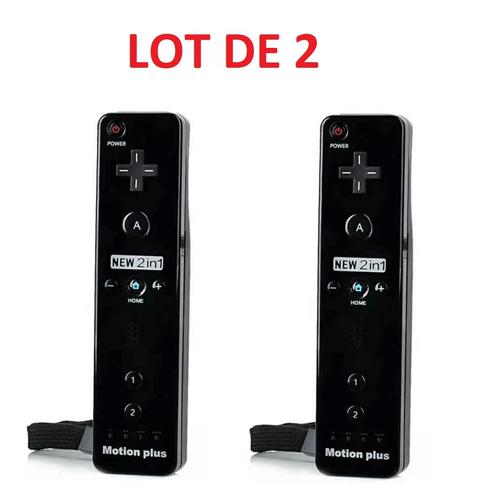 2 X Télécommande Wiimote Plus (Motion Plus Inclus) Pour Nintendo Wii Et Wii U - Noir