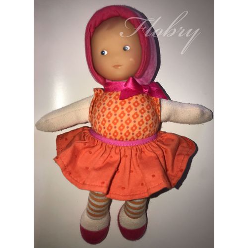 Doudou Poupee Corolle Babicorolle Orange Rose Fleur Tissu Fuchsia Jupe Jupon Peluche Jouet Petite Fille Bebe