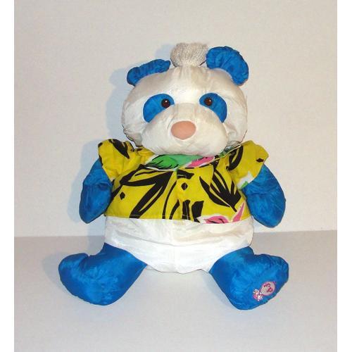 Ours Panda Fisher Price Vintage 87 Peluche Doudou Ours Blanc Et Bleu Toile Puffalump 44 Cm