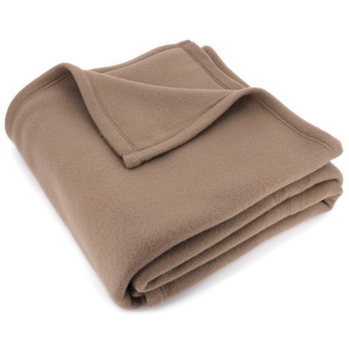 Couverture Polaire 220x240 Cm Isba Marron Taupe 100% Polyester 320 G/M2 Traité Non-Feu