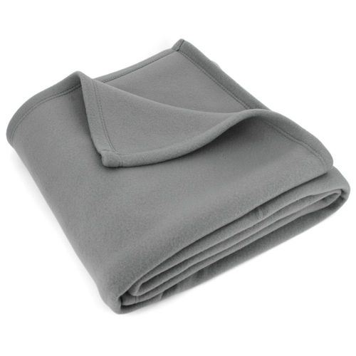 Couverture Polaire 240x260 Cm Isba Gris Acier 100% Polyester 320 G/M2 Traité Non-Feu