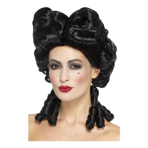Perruque Baroque Gothique Noire (Taille Unique)