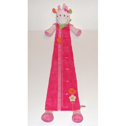 peluche vache 110 cm toise rose blanche foulard vert nicotoy Rakuten