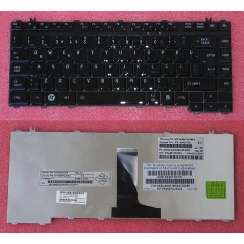 CLAVIER QWERTY TURQUE Noir Brillant MP-06866TQ-9204 pour Toshiba Satellite A300