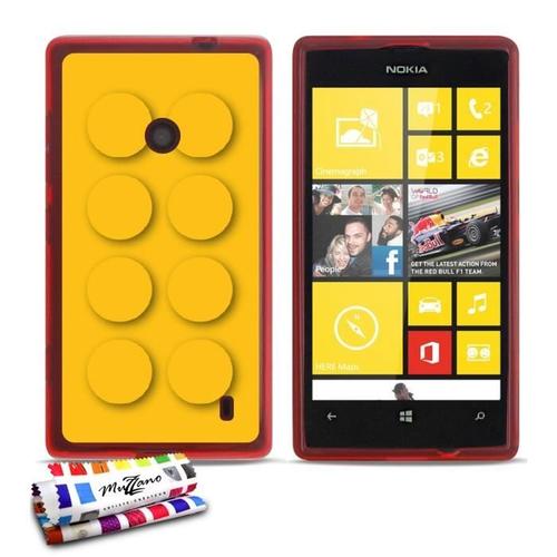 Coque Case Nokia Lumia 520 525 " Brique Jaune " Silicone Rouge Souple (Tpu)