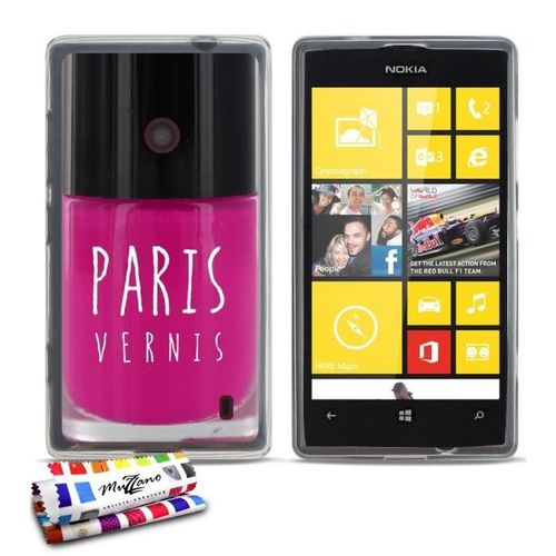 Coque Case Nokia Lumia 520 525 " Paris Vernis Rose " Silicone Transparent Souple (Tpu)