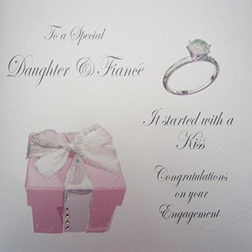 White Cotton Cards Grande Carte ``To A Special Daughter Et Fiancé Congratulation 19sur Votre Engagement`` Carte Faite Main, Blanc